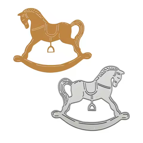 Metal Cutting Dies Scrapbooking Wooden Rocking Horse Pattern Cutter Stencil For DIY Memory Card Clip