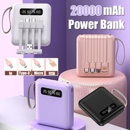 【SG Stock】 20000Mah Fast Charging Power Bank With 4 Cables Powerbank Power Charging Mini Powerbank Battery Power Supply