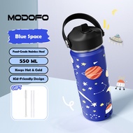 MODOFO 18oz Kids Tumbler Kids Thermos Water Bottle Thermos Flask Stainless Steel Cute Cartoon Water 
