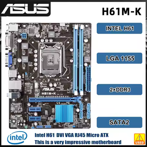 ASUS H61M-K Motherboard LGA 1155 intel H61 support Intel Core i3-2100 2130 2125 3245 3570 3250 3210 