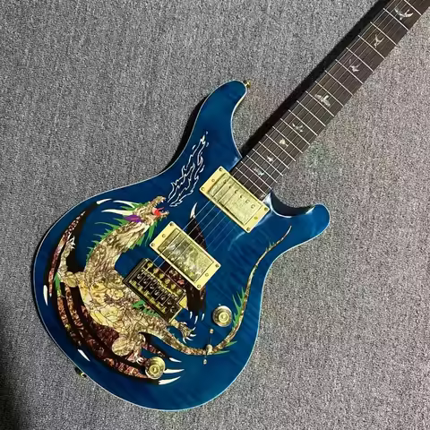 Free Delivery Electric Guitar Black Rosewood Neck Mahogany Body PRS Custom 24 Dragon