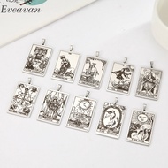 EUEAVAN 10pcs DIY Accessories Stainless Steel The Major Arcana Tarot Cards Vintage Amulet Pendant fo