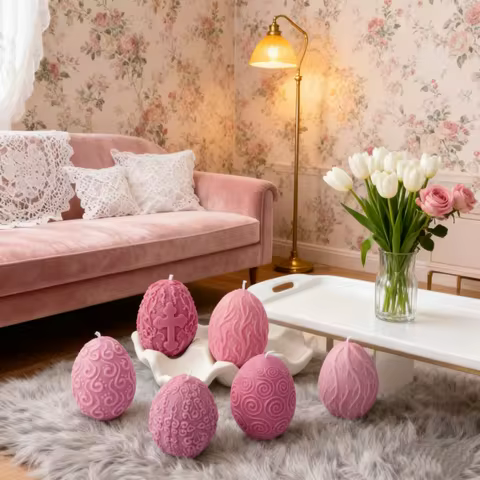 6 Types Relief Stripes Tree Root Egg Shaped Candle Mold 3D Beauty Embossed Cross Egg Resin Aromather