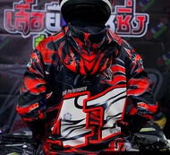 เสื้อฮู้ดHAGA GP ไฟแดง ฮู้ดพิมพ์ลาย KGNPRO ใส่ขับรถ กันแดดกันลมได้ดี Motorcycle Jacket Hoodie