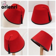 ORIENRI Fez Cap, Breathable Red Color Tarboosh Fez Hat, Traditional Felt Round Moroccan Hat Universa