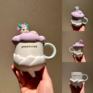 Starbucks Cute Fun Dragon Series Cute Fun Series Cloud Style Household Mug with Lid Office Coffee Water Cup