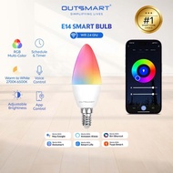 Outsmart E14 WiFi RGB LED Smart Light Bulb 5w Candle Voice Timer Lamp Dimmable | Lampu Mentol Voice 