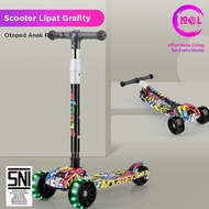 Tb POL Scooter Folding LED Gravity SNI Scooter Otoped Bike Seat 3 Wheels 2in1 Kids Otoped Toy