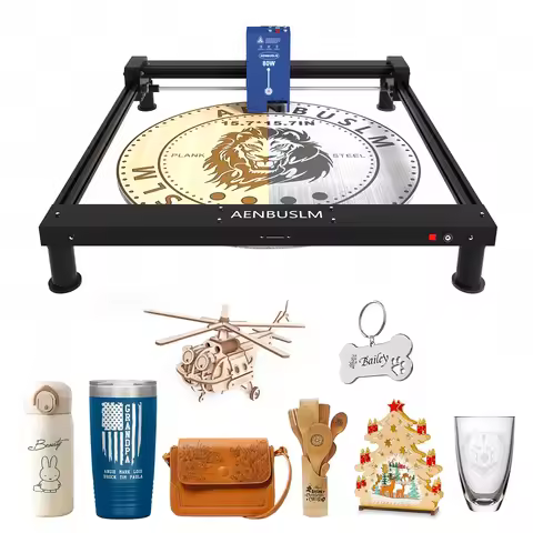 AENBUSLM 80W Laser Engraving Machine with built-in air pump 400x400mm Area, Acrylic Wood Board MDF L