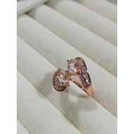 (R303) WHITE QUARTZ ADJUSTABLE ROSE GOLD RING 白水晶可调节玫瑰金戒指 CINCIN EMAS BATU KRISTAL PUTIH