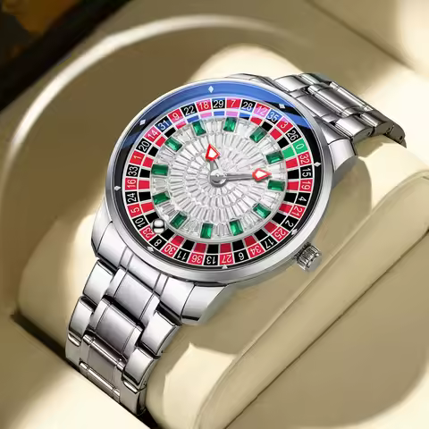 CHENXI New Men's Quartz Watch Unique Casino Roulette Watch Water-Resistant Men's Quartz Wristwatch T