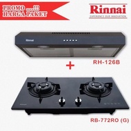 Rinnai RB 772 ROG 2-burner stove + Cooker Hood RH 126 B 60cm Bundling Package RB772rog RH126b