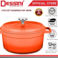 DESSINI ITALY iNM-28 Die Cast Aluminium Non Stick Casserole Pot Bowl Deep Fry Pan Cookware Tool PERI