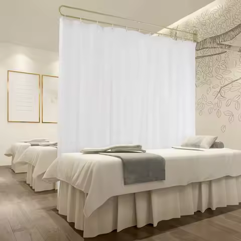 2.2m/ 7.22ft High Privacy Partition Curtain, Gold, White Wall Mounted Privacy Protection Partition, 