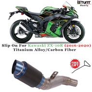 Motorcycle GP Exhaust Escape Modified Titanium Alloy Middle Link Pipe Carbon Fiber Muffler For Kawasaki ZX-10R zx10r 201