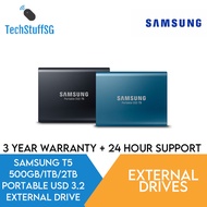 SAMSUNG T5 500GB/1TB/2TB PORTABLE USB 3.2 High Speed External Drive SSD (3 Years Wty)