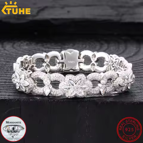 TUHE High Quality Classic Unisex 925 silver Bracelet Moissanite With Certificate For 925 Silver Brac