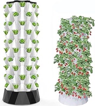 Hydroponics Tower Set Hydroponic Growing System Automated Aeroponic Tower Garden Hydroponic Growing Kit for Indoor &amp; Outdoor with Hydrating Pump Timer Adapter,8Layers-1PC