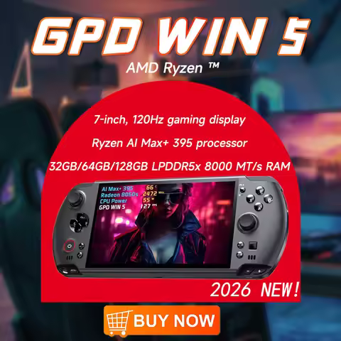 GPD WIN 5 Mini Gaming PC AMD Ryzen AI Max 395 Processor 7-inch 120Hz 32GB/64GB/128GB LPDDR5x Memory 
