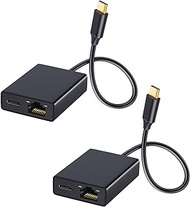 ZEXMTE USB C to Ethernet Adapter for Chromecast with Google TV- USB C to Rj45 Ethernet Network Adapter, Compatible with Chromecast Google TV (HD/ 4K), Laptop, Tablet - Adhesive Tape Include, 2 Pack