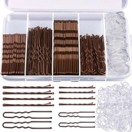 Teenitor 300 Piece Hair Clip Set, 100 Ladies Hair Clips, 100 Brown Hair Clips and 100 Hair Bands, Ha
