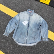 Acne studio Splash Ink Denim Logo Long Sleeve Shirt