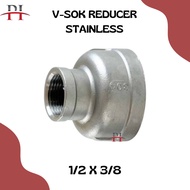 V-Sok Reducer Internal Thread 1/ 2 x 3/ 8 Inch Stainless