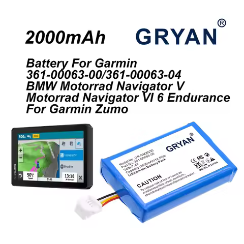 2000mAh/14.8Wh GPS Navigator Battery 361-00063-00 361-00063-04 For Garmin Zumo BMW Motorrad Navigato