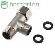 BETTER-LONTIME Valve Adapter, Brass Nickel Bidet T Adapter, Splitter 9/16″ x 9/16″ x 9/16″ Coated 3 