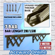 2M/1.5M X 3 BAR ALUMINIUM  RETRACTABLE CLOTH HANGER (6688) OUTDOOR CLOTH HANGER WITH HANGER PENYANGK