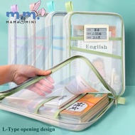 MM School A4 File Buku Sekolah Storage Organizer Transparent Pouch Folder Bag Stationery Zipper Beg 