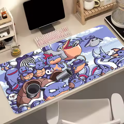 Natural Rubber Mouse Pad Pokemon Squirtle Gaming Dywan Gamer Keyboard Pad Extended Desk Mat Table Ca