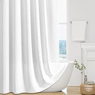 Craidlela 3D Embossed Pattern Shower Curtain, Jacquard Rhomboid Pattern Vintage Bathroom Curtain, Wa