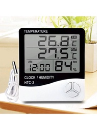 Shawty 1只數字式溫度濕度計,lcd電子室內溫濕度計,具有時鐘功能,適用於家居,嬰兒房,臥室,生態箱,孵化器,溫室