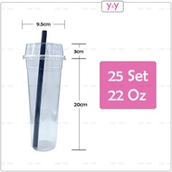 25set Cawan Plastik Zirafah / PP Giraffe Plastic Cup Lid Straw 22oz 28oz / Bubble Boba Tea Cup