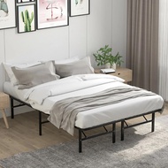 645 14 Inch Foldable Metal Platform Bed Tool-Free Assembly Bedroom Bedframes Bedroom Furniture M6v