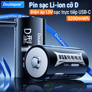 1 Viên pin đại sạc cổng USB type C Doublepow size D 1.5V 5625mWh Lithium Pin Sạc LR20 Cho Bếp Ga Đèn