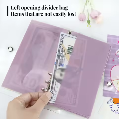 5pcs A6/A7 Binder Devider Bags, Left Opening Index Pages, Tickets/Money/Banknotes Holder Bags, Water