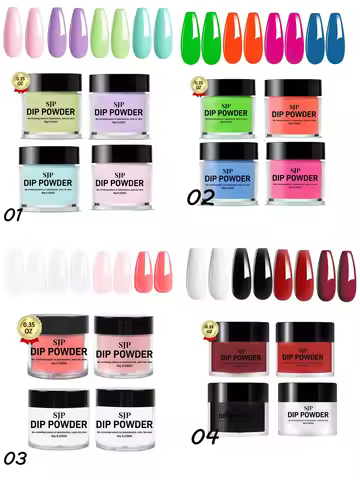 4 PCS Dip Powder Nail Kit - 0.335 fl.Oz/each, Dip Powder with 4Colors Blue Purple Black Pink, Nail P