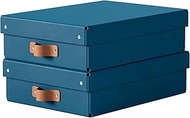 Leitz Puro Flat Storage Box with Lid, Medium, Set of 2, Box 8 L, Stackable Organiser Box for Shelves