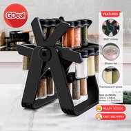 GDeal Ferris Wheel Rotatable Glass Seasoning Rack Set Seasoning Spice Jar 18 Cans Rak Berputar Penyi