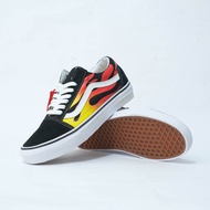 Vans Old Skool Flame Black White (White Flame) 100% Original