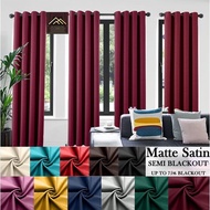 Matte satin Langsir Matte 75% Semi-Blackout For Windows,Room and Sliding Door(Semi-Blackout Curtain RING &amp; HOOK)Maroon