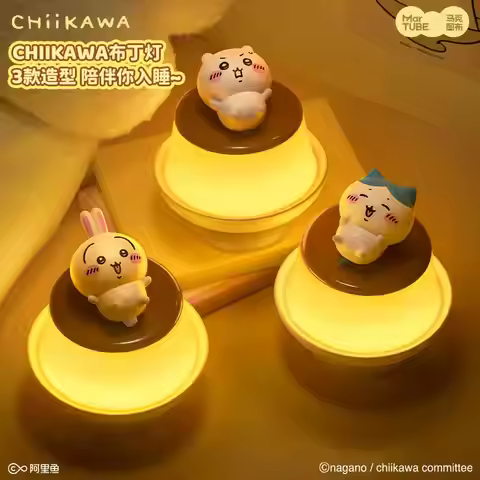 Original Chiikawa Usagi Hachiware Pudding Lamp Night Light With 4 Lighting Modes Bedroom Bedside Amb