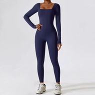 สต๊อกพร้อมส่ง) Jumpsuit Gym Workout Yoga Wear Dance Fitness Long Sleeve Jumpsuit Sports Jumpsuit Leg