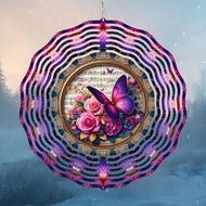HelloYoung 10 Inch Metal Kinetic Wind Spinner Butterfly Flower Garden Yard Decor