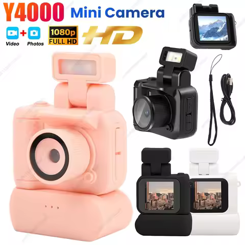 Y4000 HD 1080P Mini Camera With Flash Lamp And Battery Dock Portable Video Recorder DV LCD Screen Ca