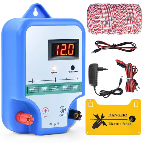 15KM 6.2Miles Electronic Fence Energizer Electronic Fence Charger for Livestock Sheep Cattle Poultry