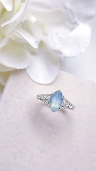 |招財女神|A貨翡翠冰玻藍紫飄花起螢大馬眼10mm純銀鍍18k蕾絲戒指