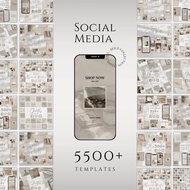 5500+ Canva Template Instagram Marketing Neutral Beige Post Story IG Aesthetic Social Media Content
